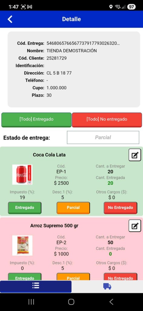 Detalle de productos R-SALES
