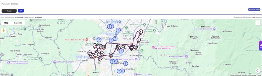 Mapa de rutas optimizadas R-SALES